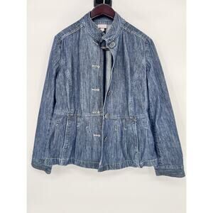 J.Jill Women's‎ Jacket Size 10 Blue Denim Jean Long Sleeve Button Up Dark Wash